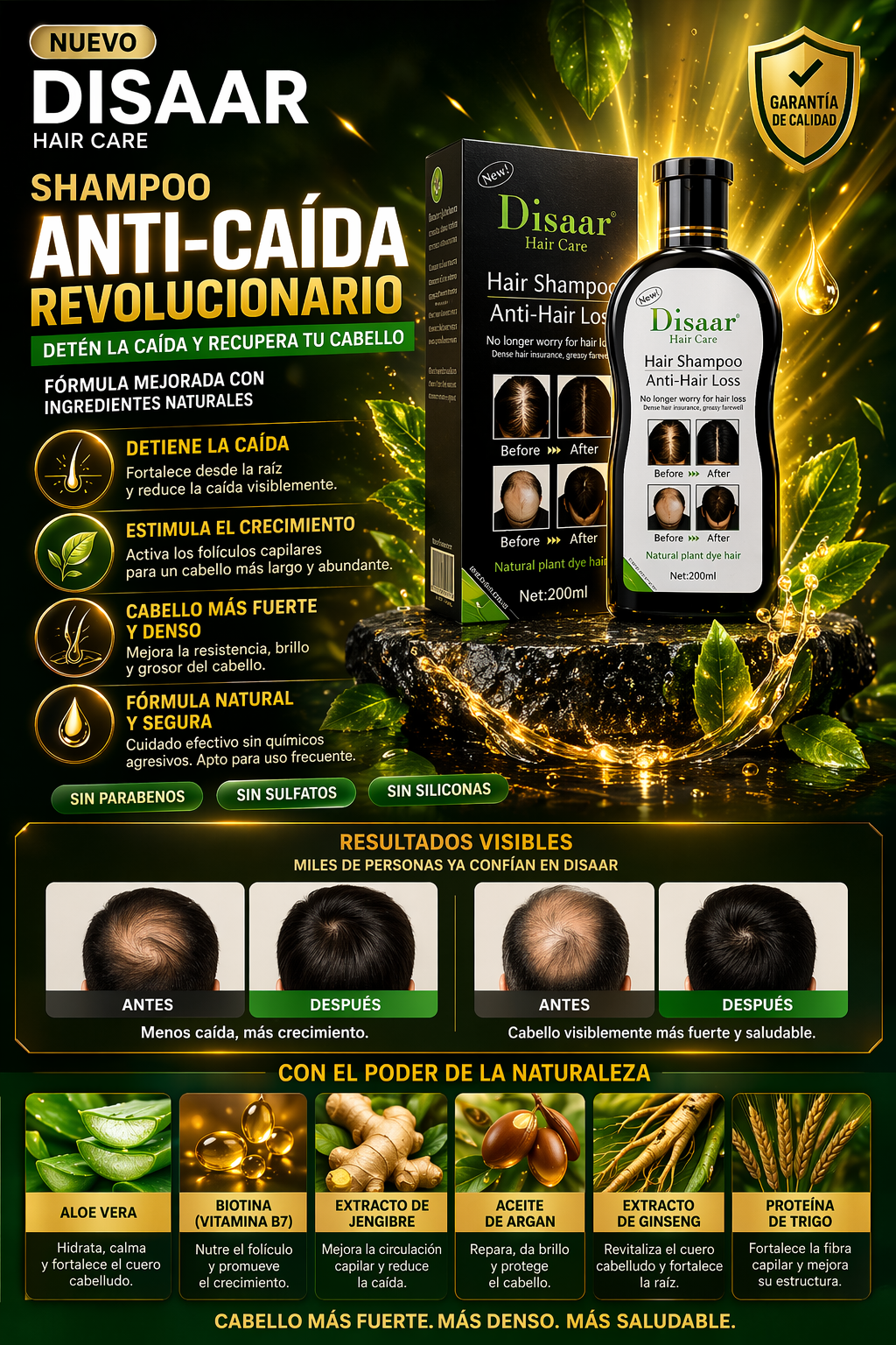 Shampoo Disaar Anticaída Menos pelo en la ducha, más pelo en tu cabeza. Así de simple.