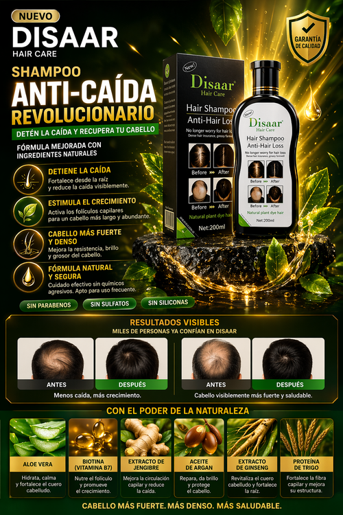 Shampoo Disaar Anticaída Menos pelo en la ducha, más pelo en tu cabeza. Así de simple.