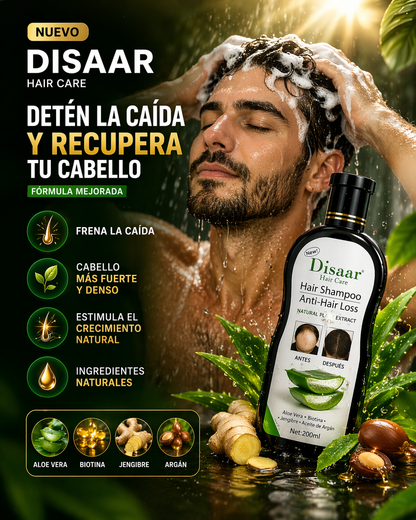 Shampoo Disaar Anticaída Menos pelo en la ducha, más pelo en tu cabeza. Así de simple.